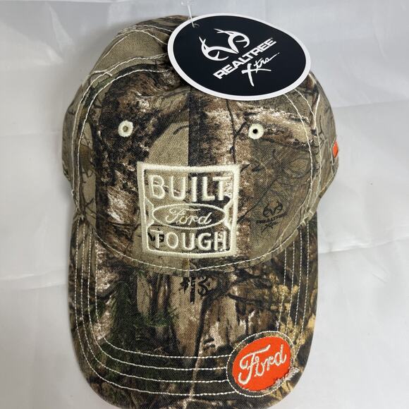 Built Ford Tough Camo Hat Baseball Realtree Camouflage Orange Adjustable - New - Picture 2 of 8